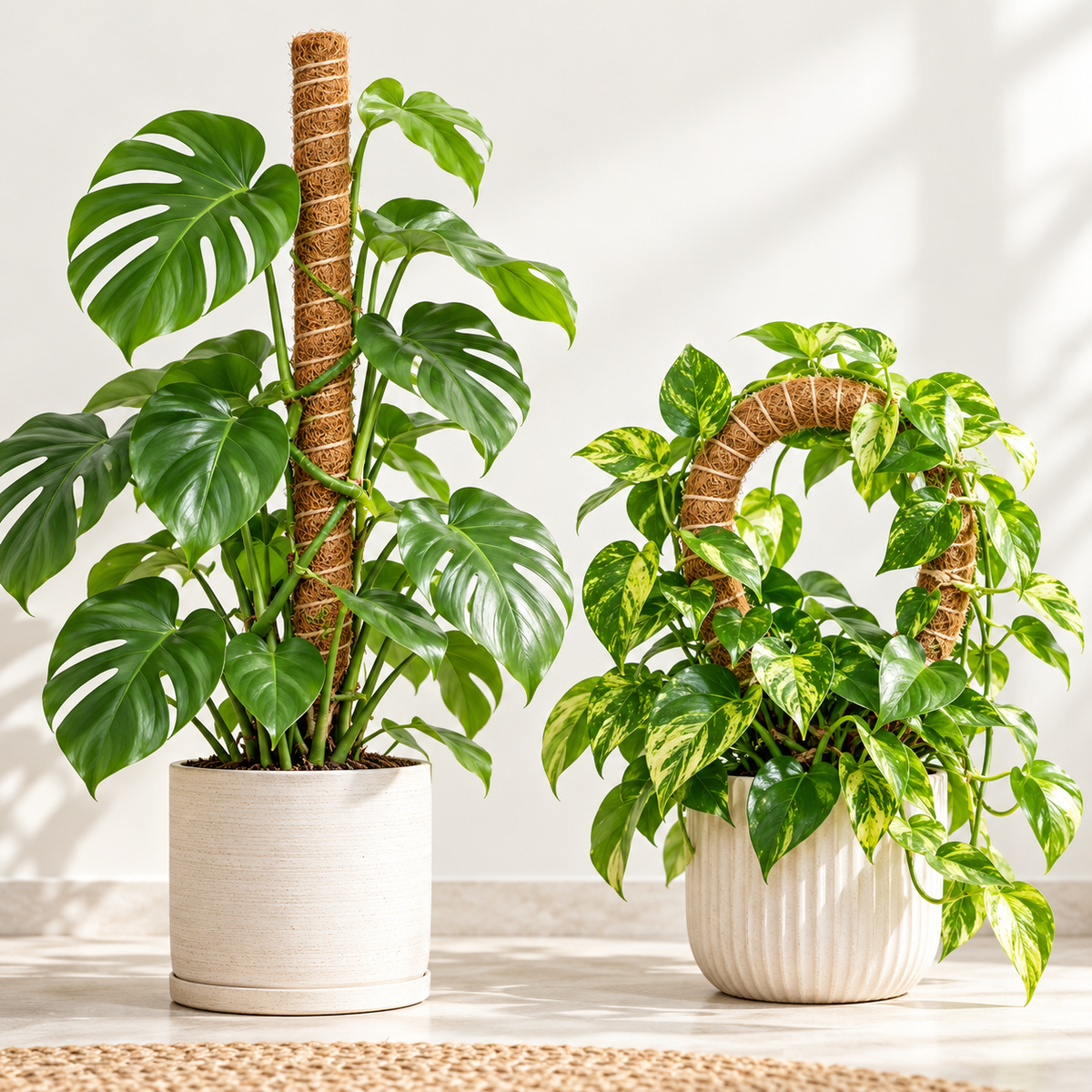 Bendable Coir Moss Pole, Set of 2 – 16 and 24 Inch Plant Supports for Monstera, Pothos and Philodendron
