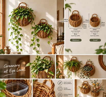 Woven wall planter basket set overview with sizes and styling ideas