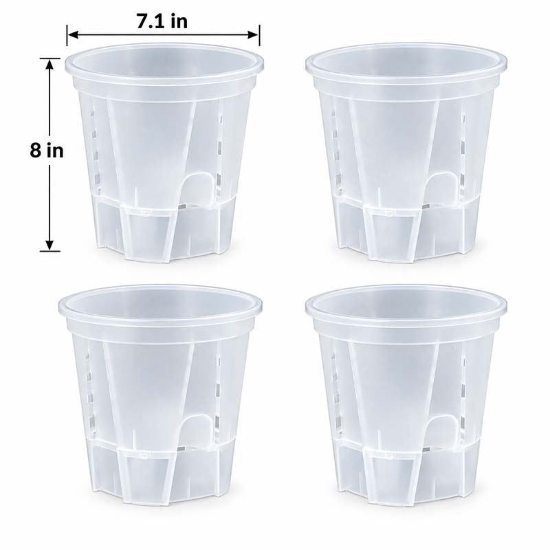 Set of 4 clear 7.1 inch self-watering pots