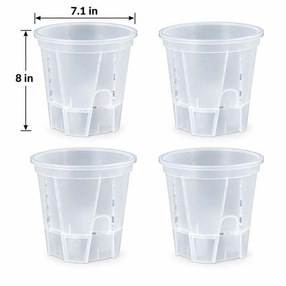 Set of 4 clear 7.1 inch self-watering pots