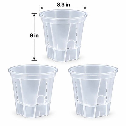 Set of 3 clear 8.3 inch self-watering pots