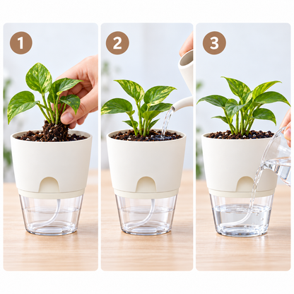 Self-Watering Mini Pots, Set of 6 – 4 Inch Double-Layer Planters for Herbs, Cuttings and Small Houseplants