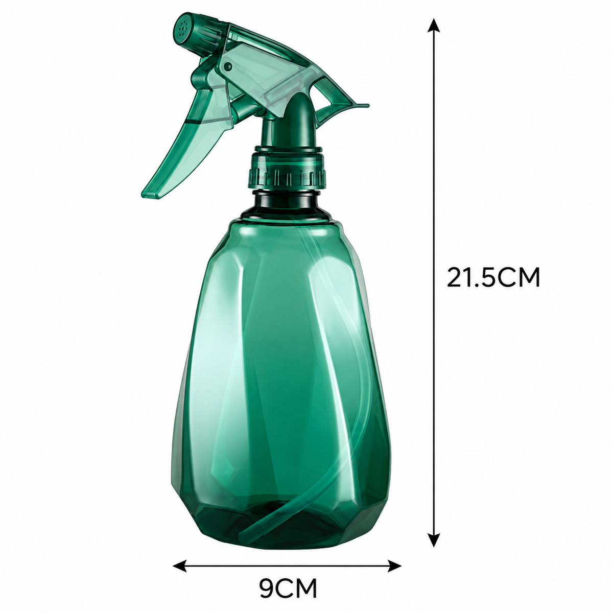 Fine mist plant sprayer dimensions: 21.5 cm (8.5 inches) tall and 9 cm (3.5 inches) wide