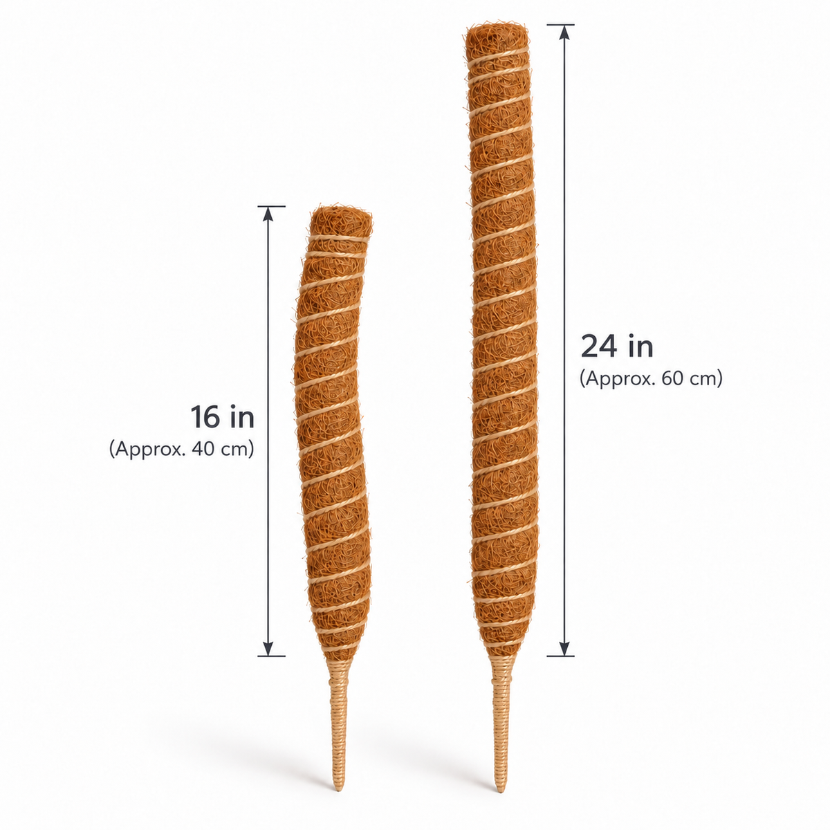 Bendable Coir Moss Pole, Set of 2 – 16 and 24 Inch Plant Supports for Monstera, Pothos and Philodendron
