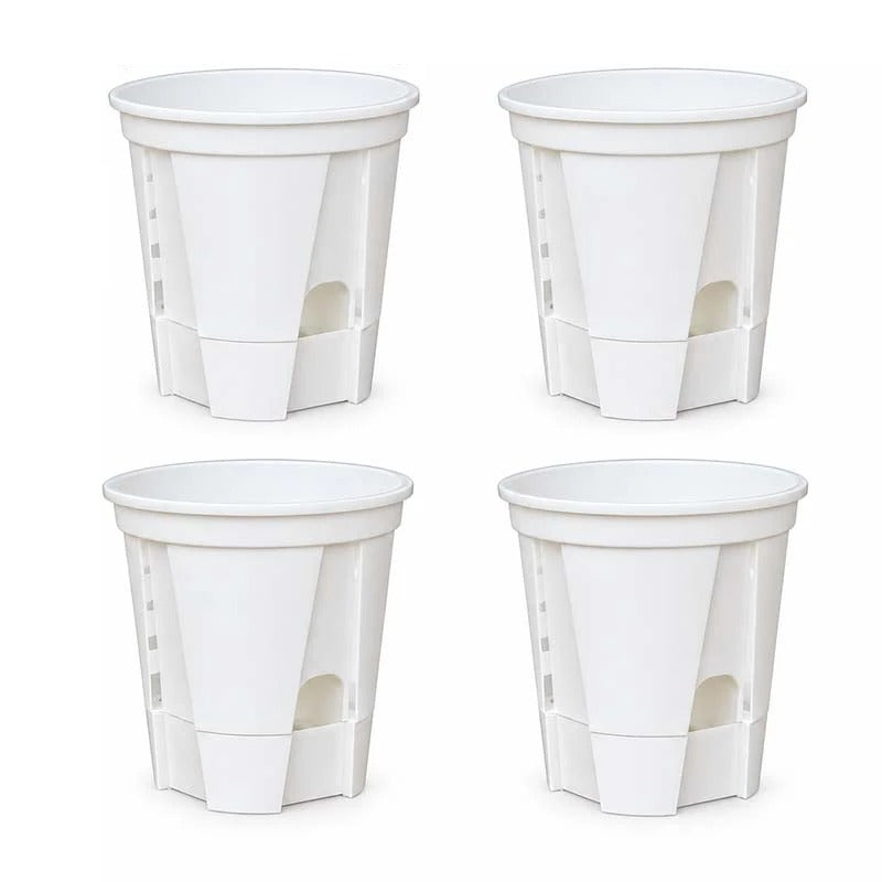 Self-Watering Plant Pots with Drainage – Indoor Planter Set with Water Reservoir, 7 Inch Set of 4 or 8 Inch Set of 3